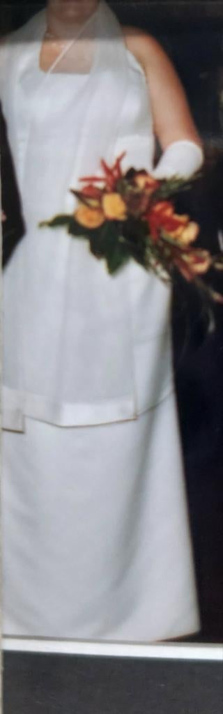Trouwjurk/ sjaal/ handschoentjes samen 100, Kleding | Dames, Gelegenheidskleding, Ophalen of Verzenden, Zo goed als nieuw, Wit