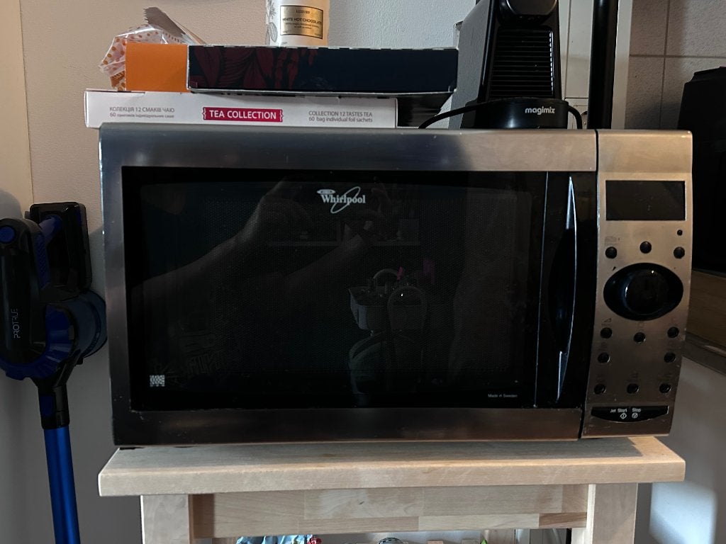 Whirlpool AVM 955 IX combi microwave, Witgoed en Apparatuur, Magnetrons, Ophalen, Combimagnetron, Crisp, Gebruikt