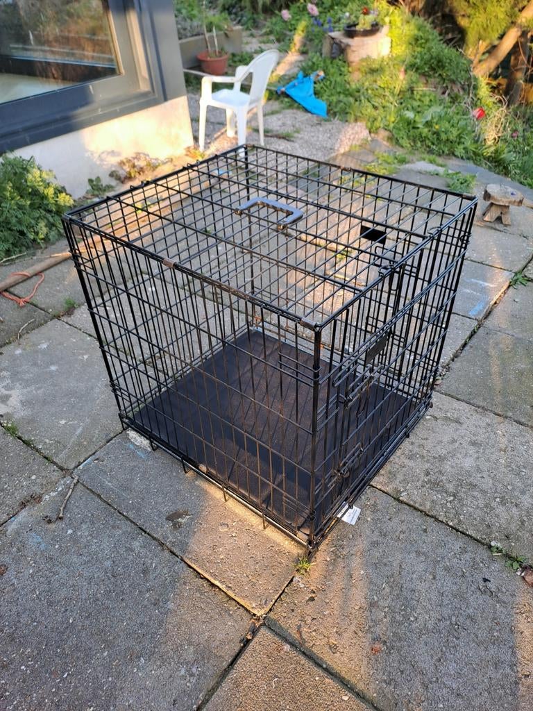 Hondenbench draadbench zwart opvouwbaar inclusief kussen, Dieren en Toebehoren, Ophalen, Zo goed als nieuw