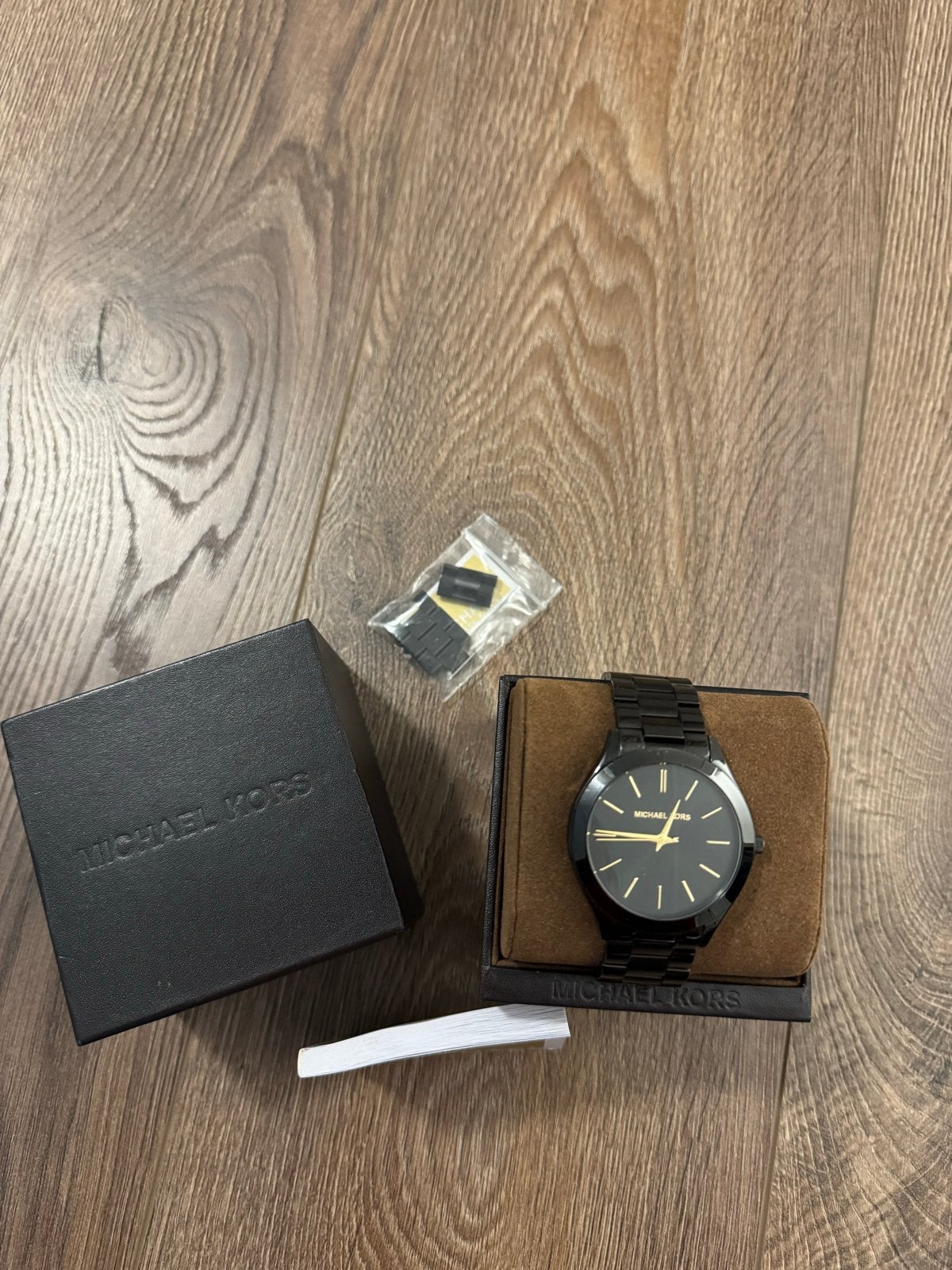 Michael Kors Polshorloge Zwart - Zo goed als nieuw, Overige merken, Staal, Polshorloge, Ophalen of Verzenden