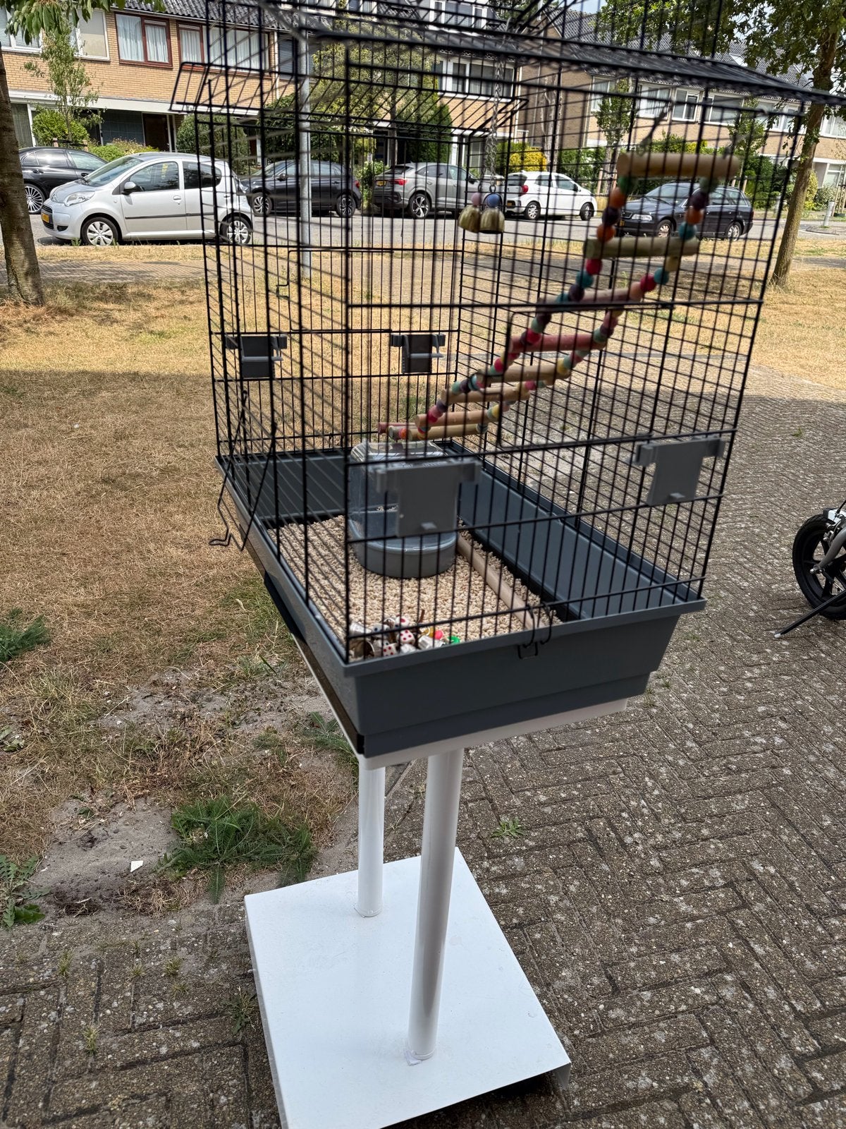 Vogelkooi geschikt voor kleine parkieten., Ophalen, Gebruikt, Metaal, Vogelkooi