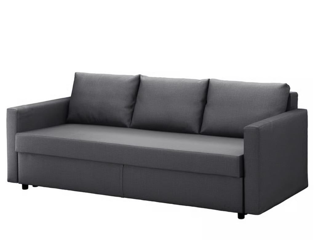 IKEA 3-zitsslaapbank (Donkergrijs), Ophalen, Zo goed als nieuw, Tweepersoons, 140 cm