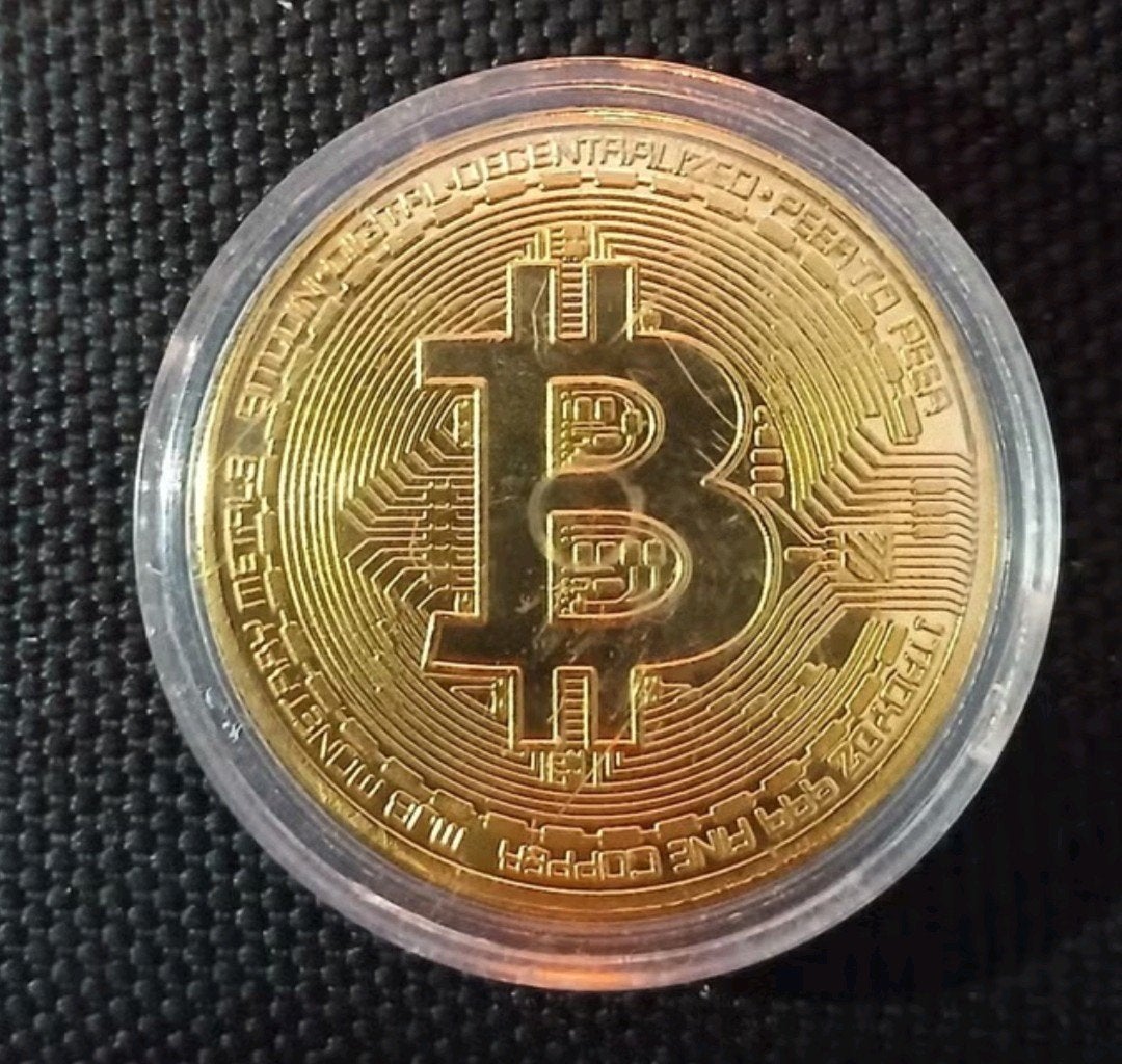 Gouden Bitcoin Fysieke Munt - Decoratief Item, Ophalen of Verzenden, Overige typen