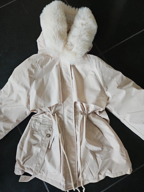 Gloednieuw Gevoerde parka winterjas -XS - Zo g, Beige, Ophalen of Verzenden, Maat 34 (XS) of kleiner, Onbekend