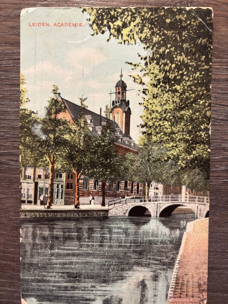 Ansichtkaart Leiden - Academie, Ophalen of Verzenden, Voor 1920, Gelopen, Zuid-Holland