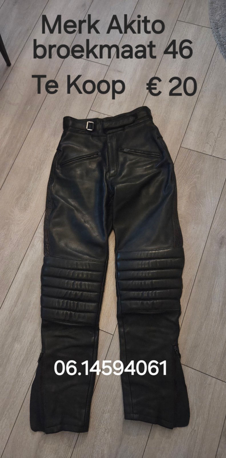 Akito leren motorbroek maat 46, Zwart, Ophalen of Verzenden, Gedragen, Maat 46 (S) of kleiner