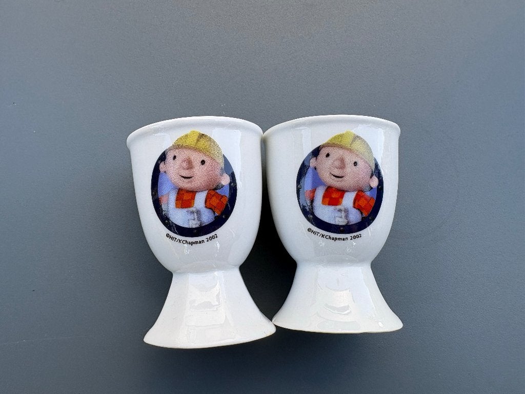 Set van 2 Vintage Bob de Bouwer Eierdopjes - Keramiek (2002), Ophalen of Verzenden