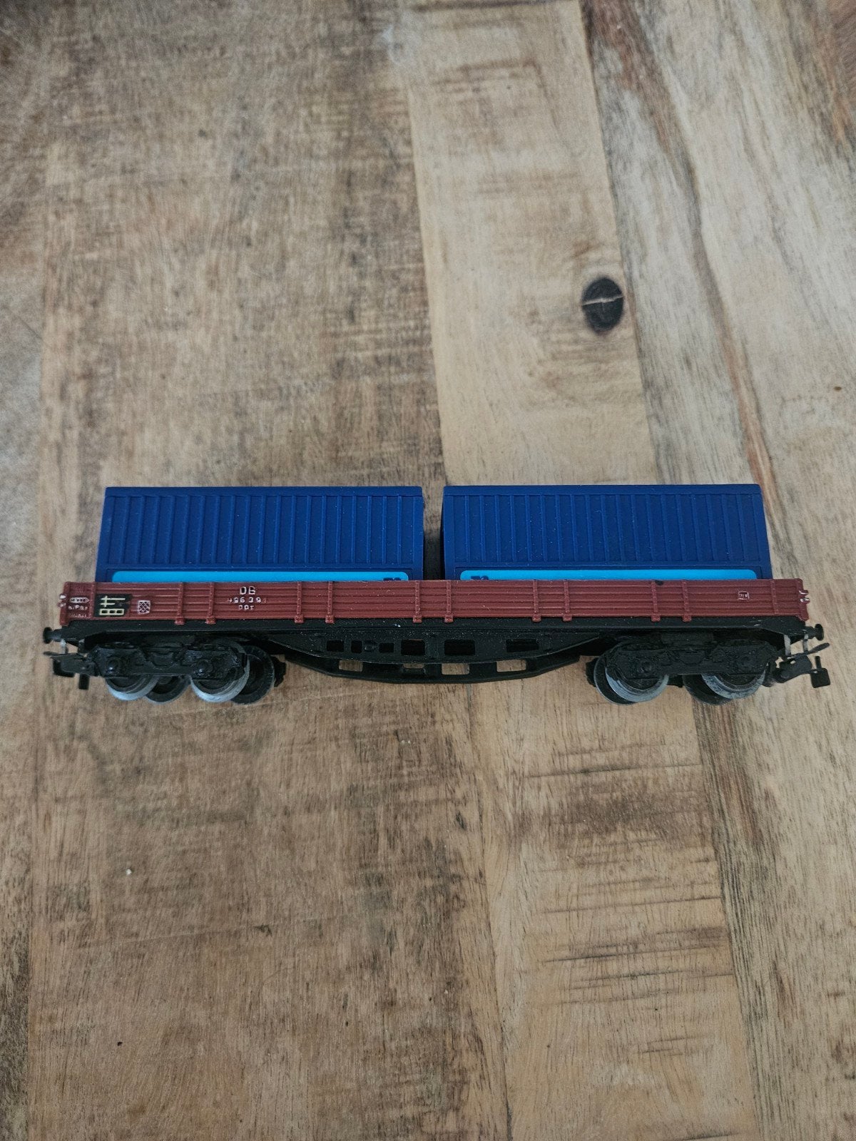 Märklin Containerwagon met 2 containers - DB 456 251, Wisselstroom, Gebruikt, Wagon, Ophalen of Verzenden