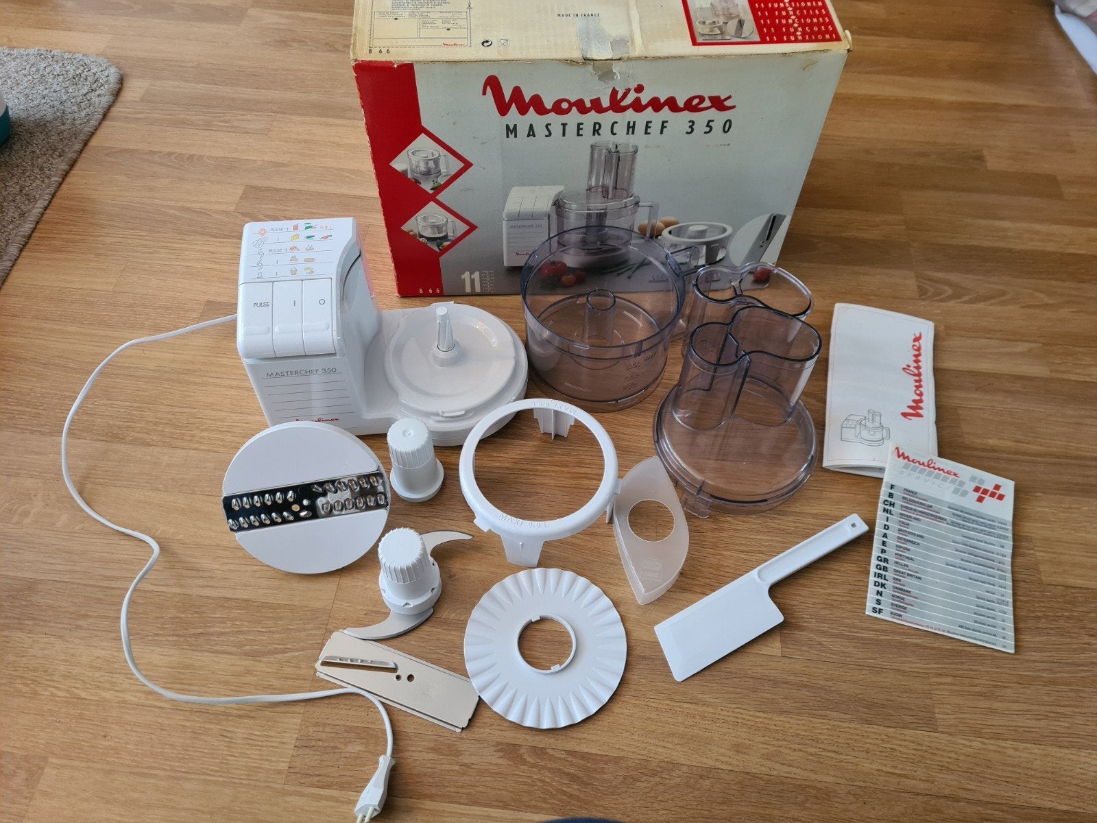 Vintage Moulinex Masterchef 350 Keukenmachine (1988), 1 tot 2 liter, Ophalen, Zo goed als nieuw, 2 snelheden