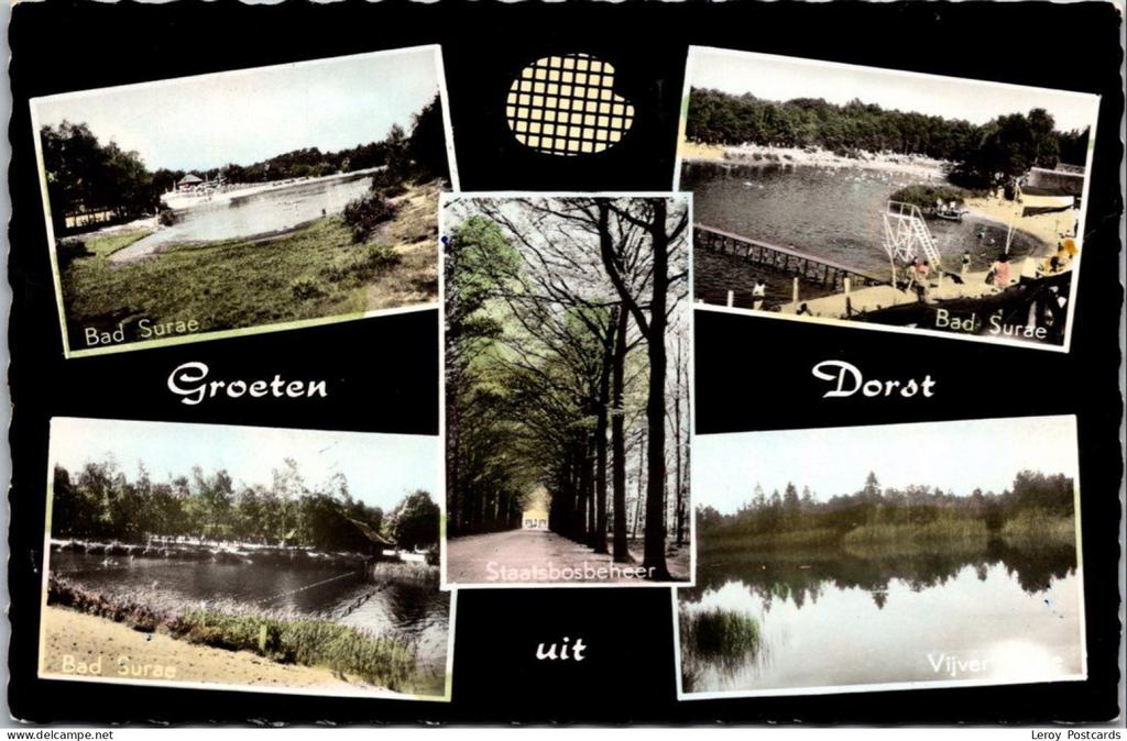 Groeten uit Dorst, Bad Surae 1959 (NB), Verzamelen, Ansichtkaarten | Nederland, Verzenden, 1940 tot 1960, Gelopen, Noord-Brabant