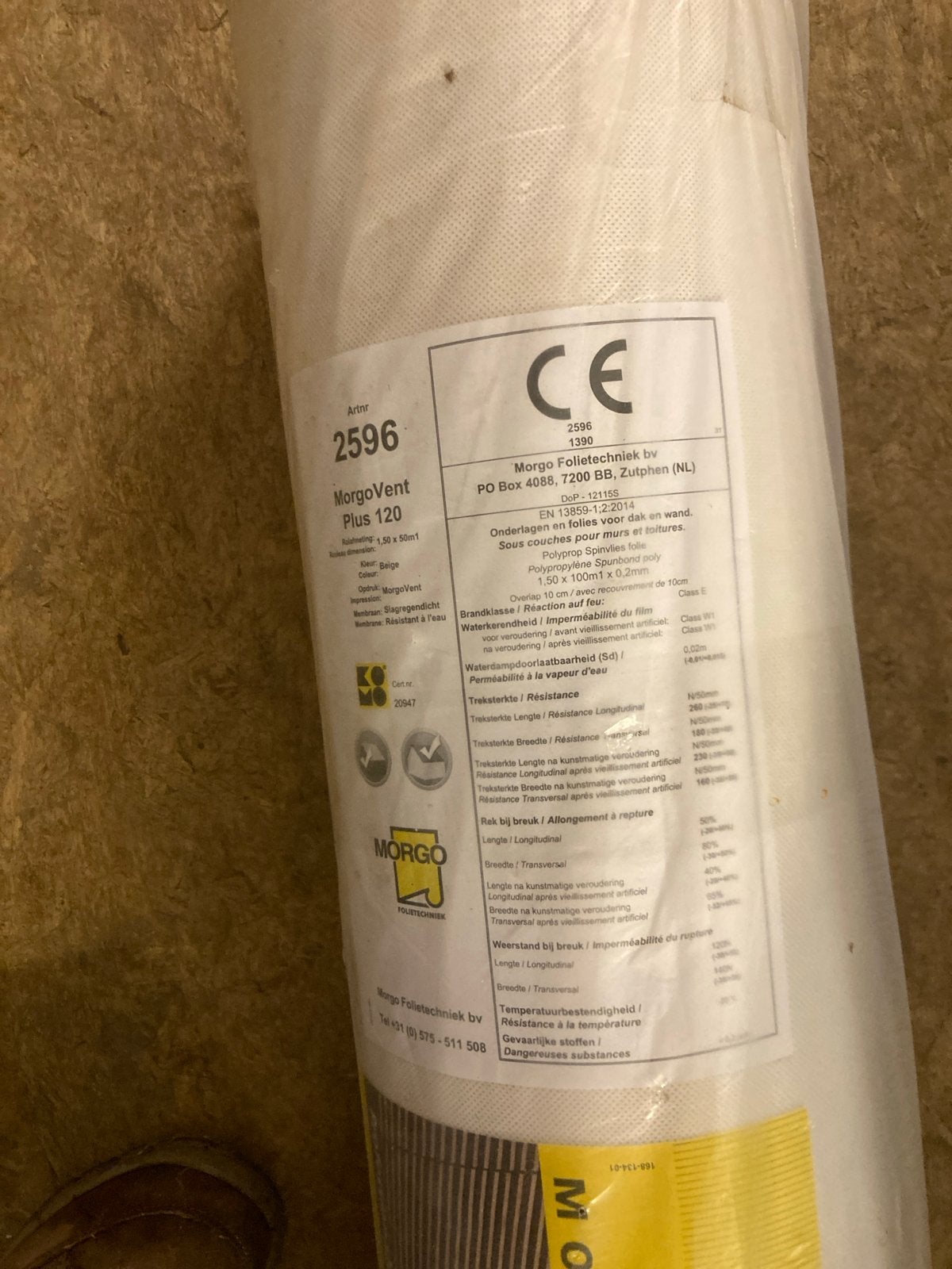 Morgo Vent Plus 120 Damp-open Folie 1.5x50m, Overige materialen, Nieuw, Ophalen of Verzenden, 15 m² of meer