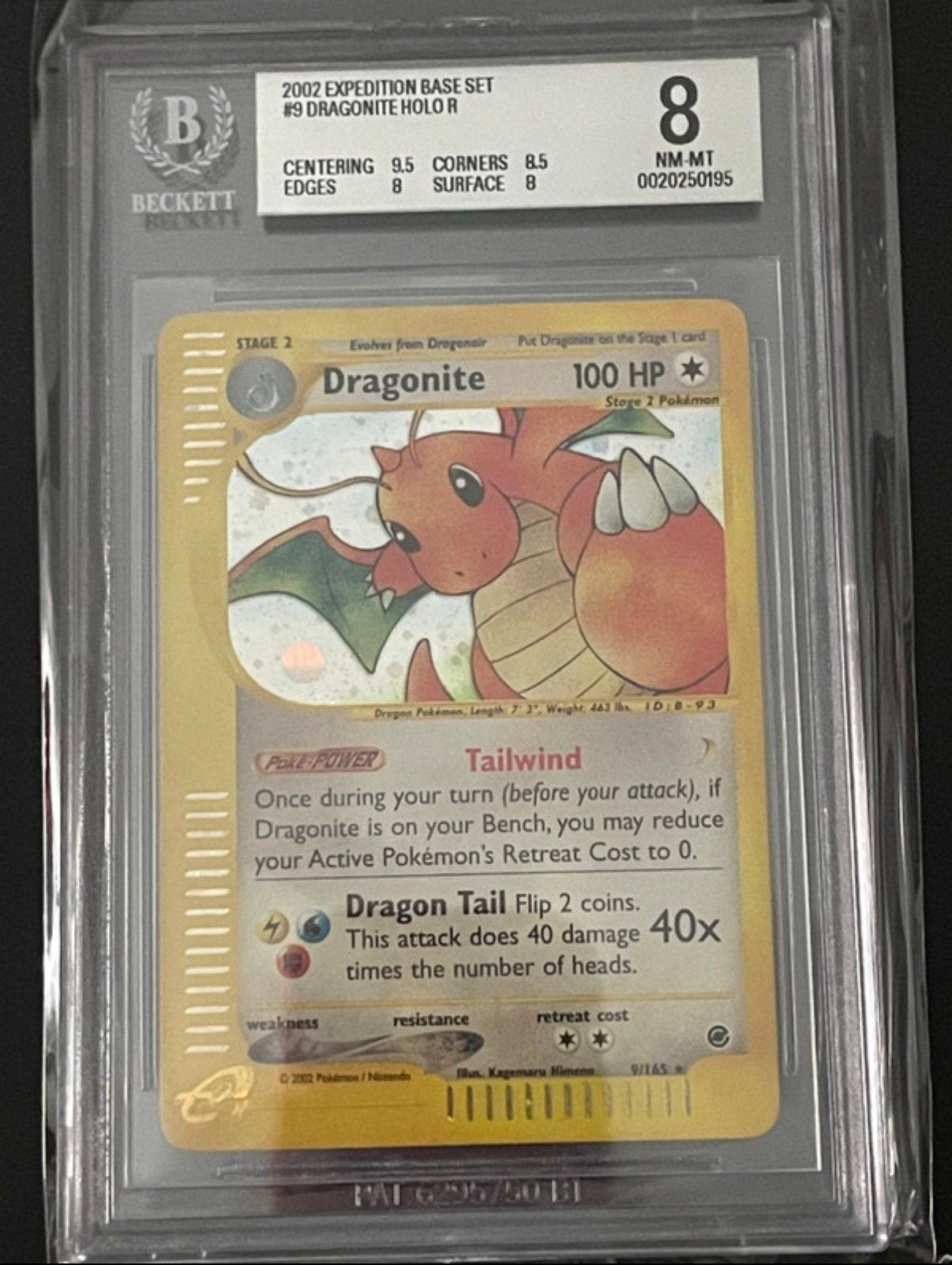 Dragonite holo #9 Expedition BGS 8 - WOTC Pokemon kaart, Ophalen, Nieuw, Losse kaart, Foil