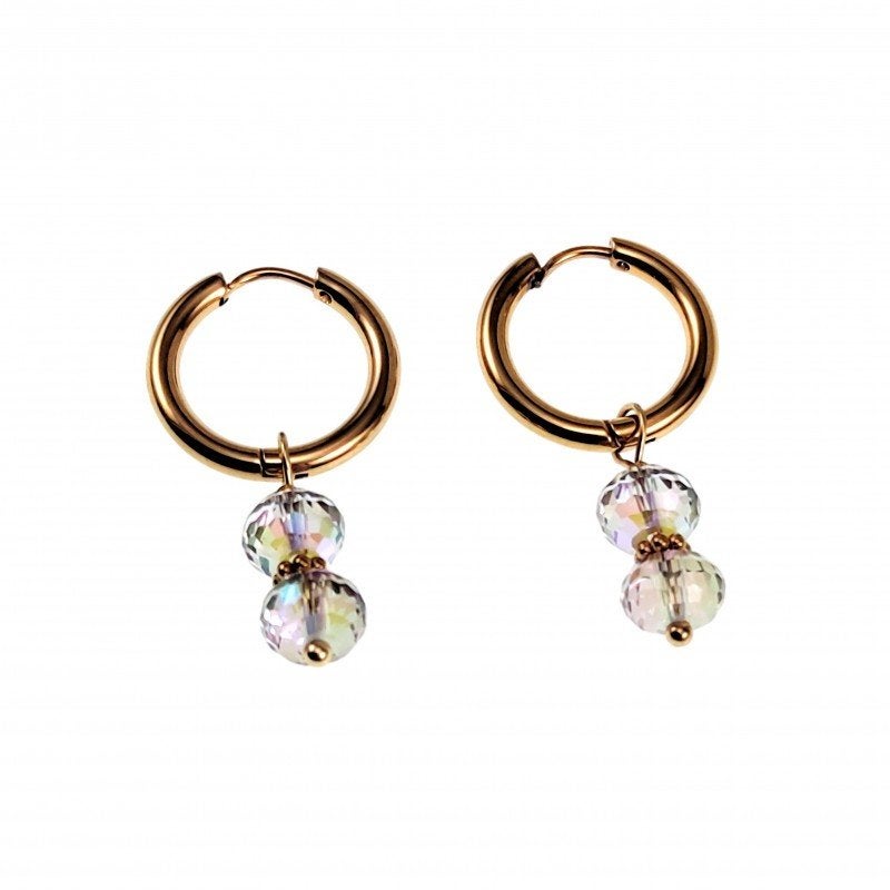 Ø18mm x 2,5mm Oorbellen Dames Verguld RVS Oorringen Kristal, Met kristal, Overige materialen, Hangers, Birgitta-Gracht 33, 6465 EL Kerkrade, Nederland