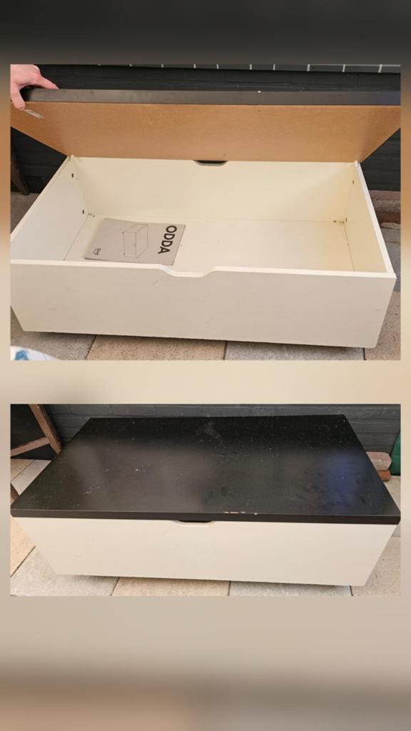 IKEA ODDA opbergbak met deksel en wieltjes, Ophalen