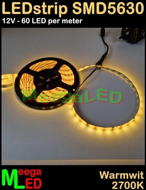 LED Strip LEDstrip SMD 5630 - 60 LED/m - IP65 WarmWit 5 mtr, Ophalen of Verzenden, Nieuw, LEDstrip verlichting