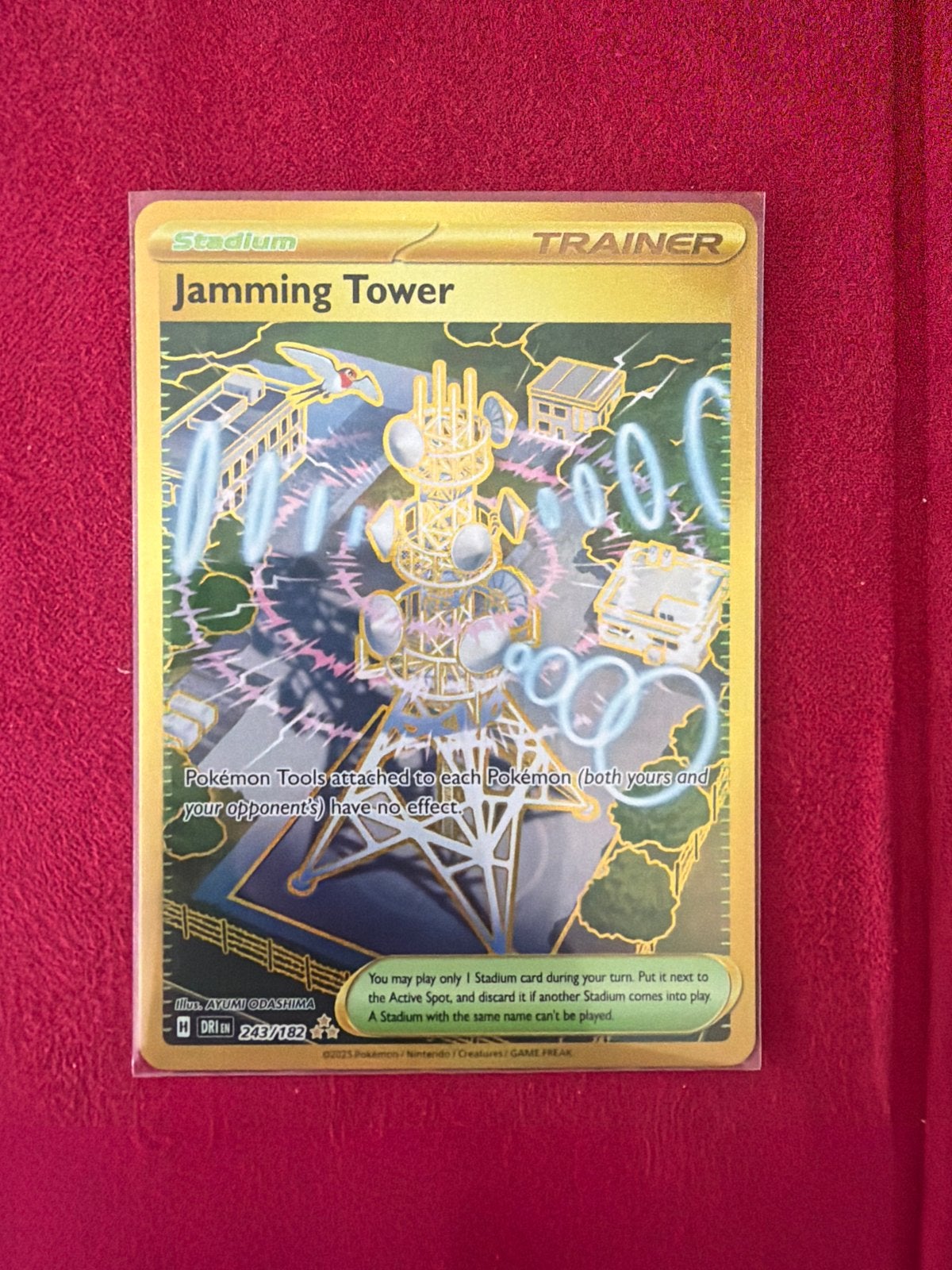 Pokémon TCG Jamming Tower Trainer Kaart 243/182, Ophalen of Verzenden, Zo goed als nieuw, Losse kaart, Foil