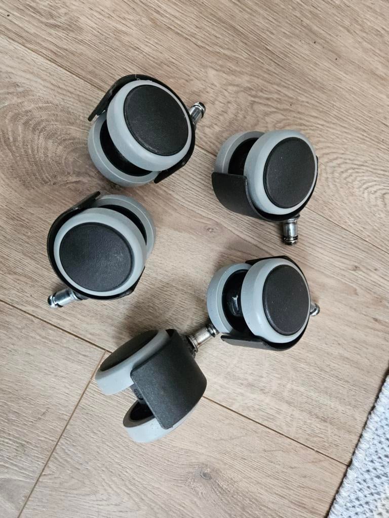 Ikea Set van 5 bureaustoelwielen, laminaat vriendelijk, Ophalen, Gebruikt