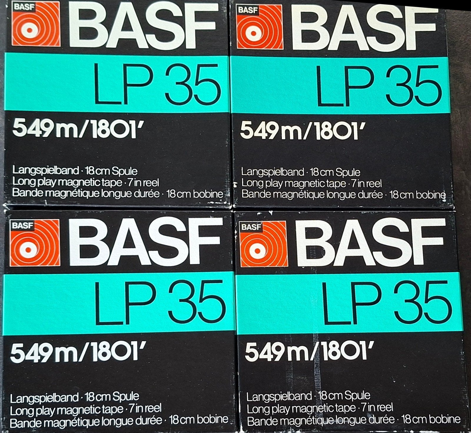 4x BASF LP 35 Langspielband 18cm spoel, Ophalen of Verzenden, Onderdeel, Met banden