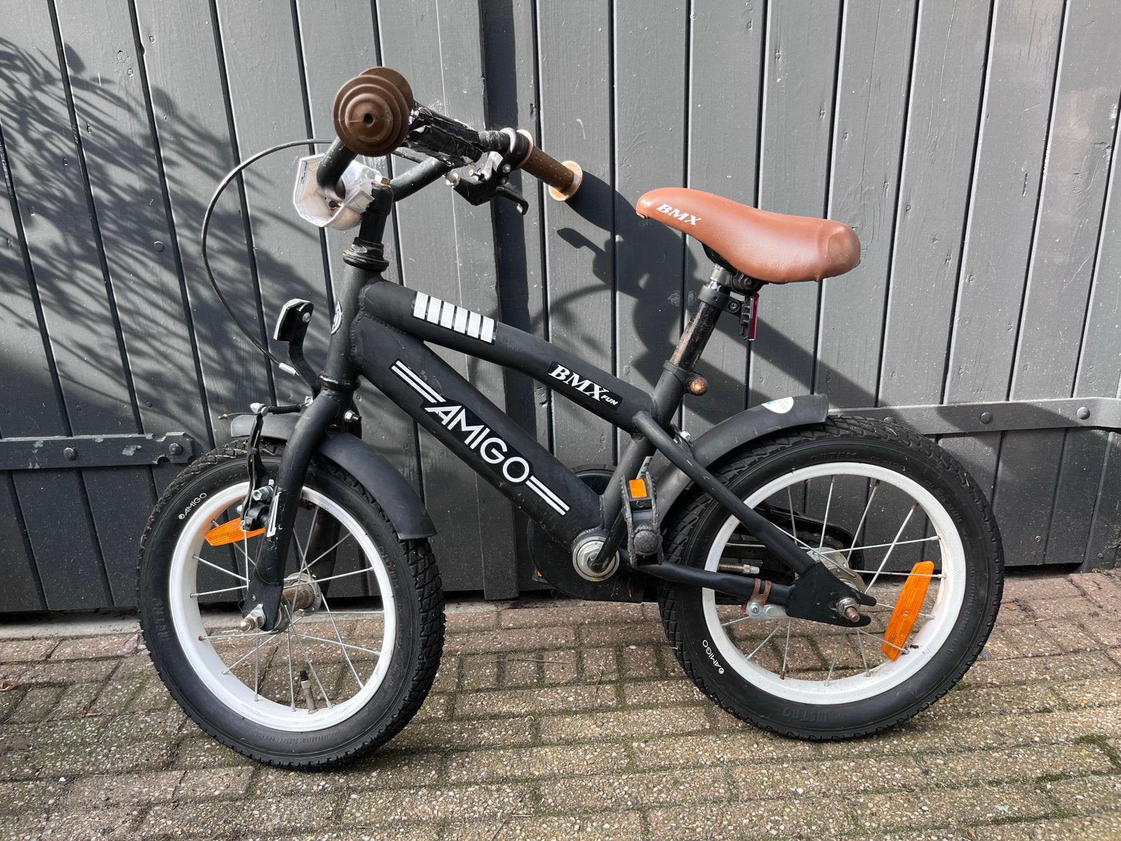 Amigo BMX Fun kinderfiets 14 inch - Zwart, Ophalen, Gebruikt, Terugtraprem, Minder dan 16 inch