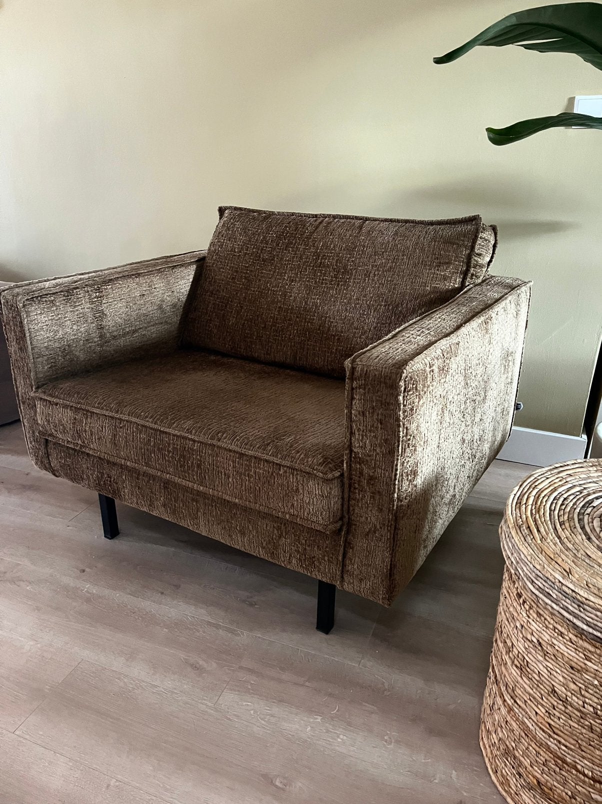 Woood rodeo loveseat velvet brass, Ophalen, Eenpersoons, 75 tot 100 cm, Zo goed als nieuw