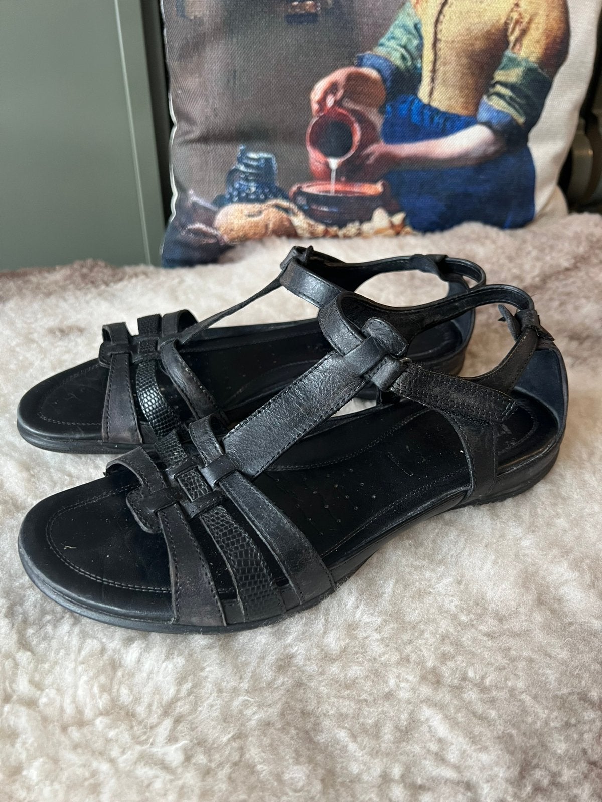 Ecco flash sandalen maat 40, Ophalen of Verzenden, Zo goed als nieuw, Zwart, Sandalen of Muiltjes