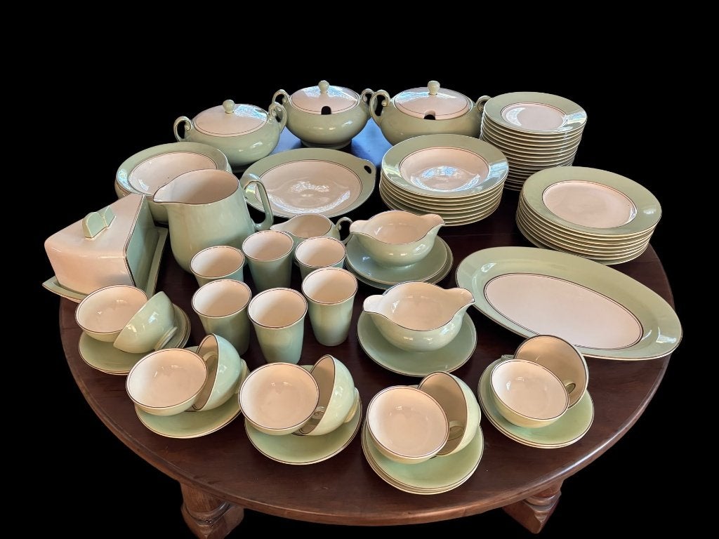 Mosa Maastricht Servies Pastel groen met Gouden Rand, Antiek en Kunst, Ophalen