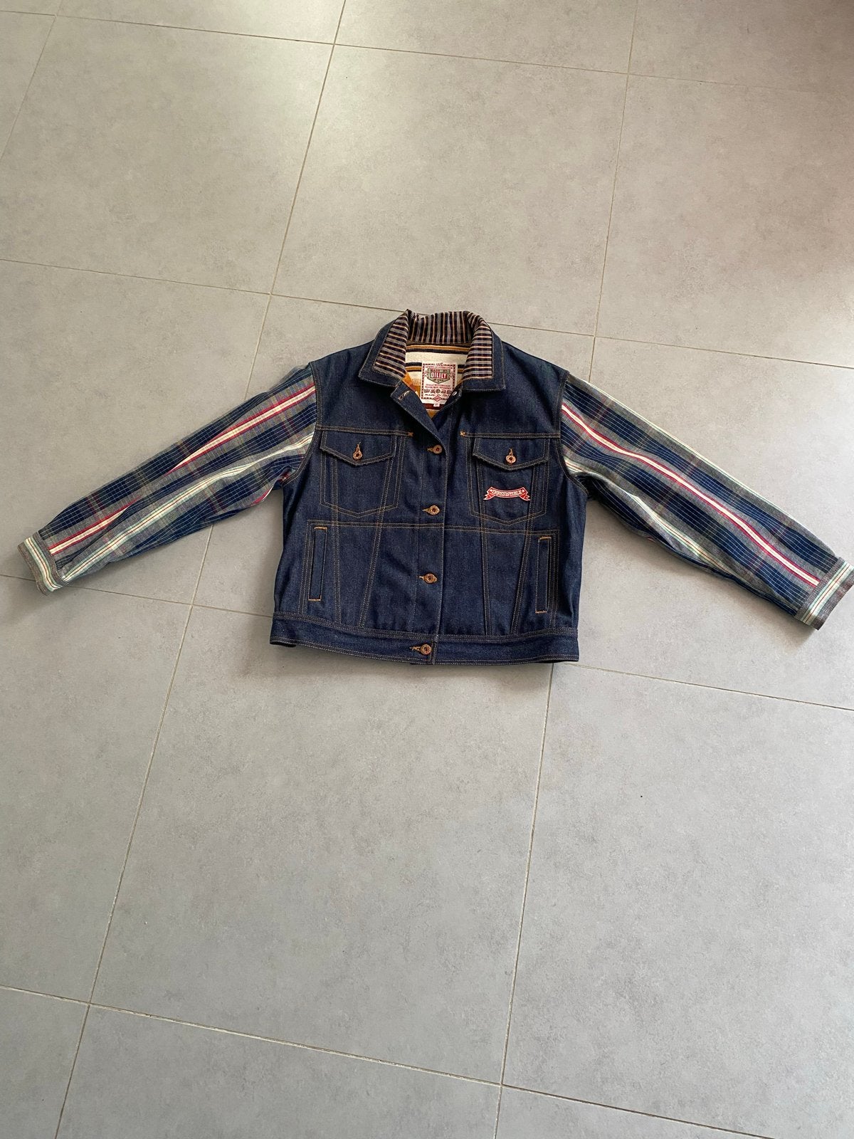 Oilily Jeans spijkerjasje met gestreepte mouwen, maat S, Ophalen of Verzenden, Nieuw, Maat 36 (S), Blauw