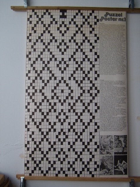 zeer grote poster met kruiswoordpuzzel 125 x 75 cm, Rechthoekig Staand, Deurposter of groter, Ophalen of Verzenden, Zo goed als nieuw