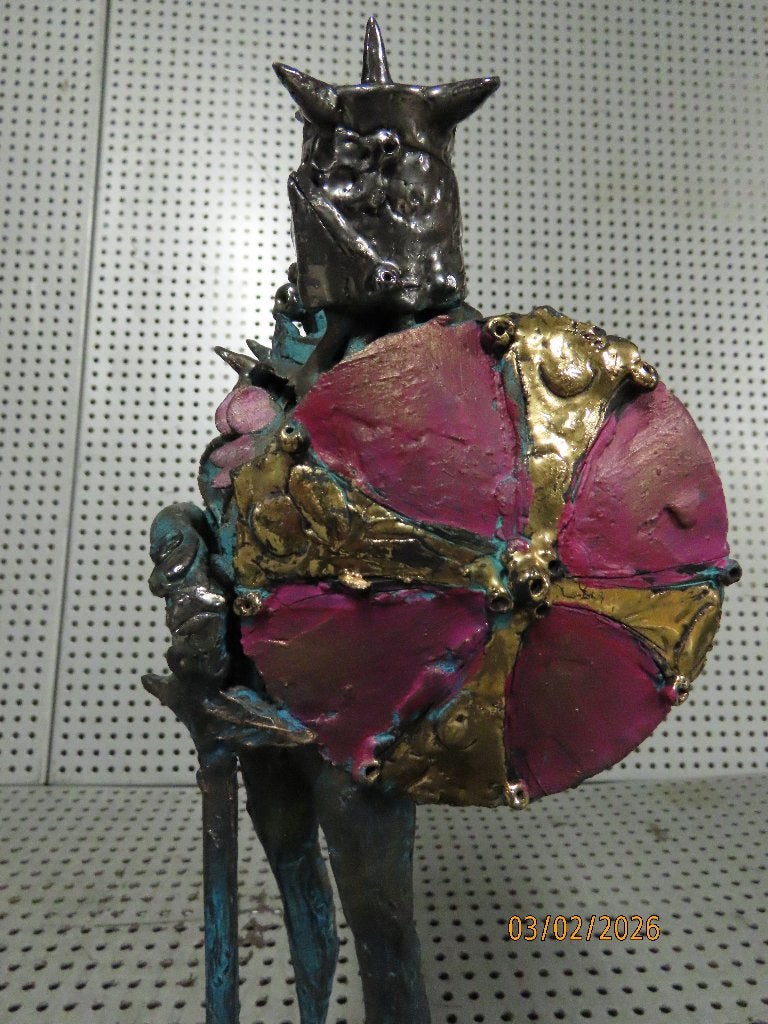 Beeld gemaakt door Carlo Zoli Beeldje Mythologische Ridder, Ophalen of Verzenden, 20 - 50 cm, Beeld, Composieten
