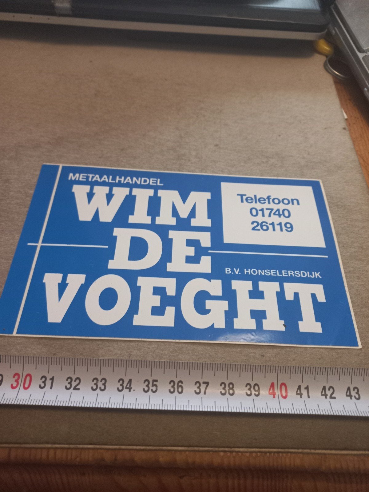 Reclamesticker Metaalhandel Wim de Voeght Honselersdijk, Ophalen of Verzenden, Gebruikt