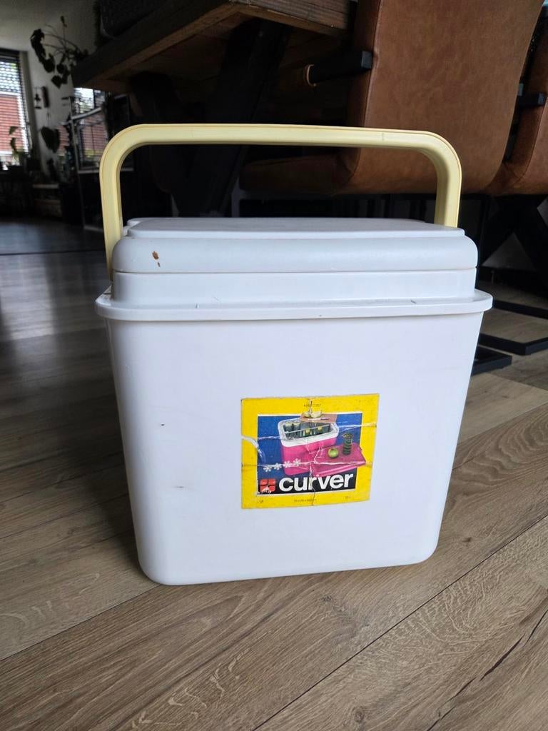 Vintage Curver Koelbox - Wit met Gele Hendel, Ophalen, Koelelement