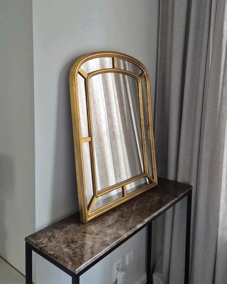Gouden Vintage Spiegel Jaren 60/70 Deknudt Goud 80x60cm, Gebruikt, Ophalen of Verzenden, Minder dan 100 cm, Rechthoekig