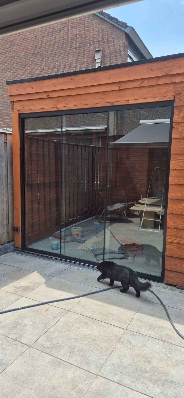 Nieuwe aluminium glazen schuifpui 3-delig (250x224-227cm), Ophalen
