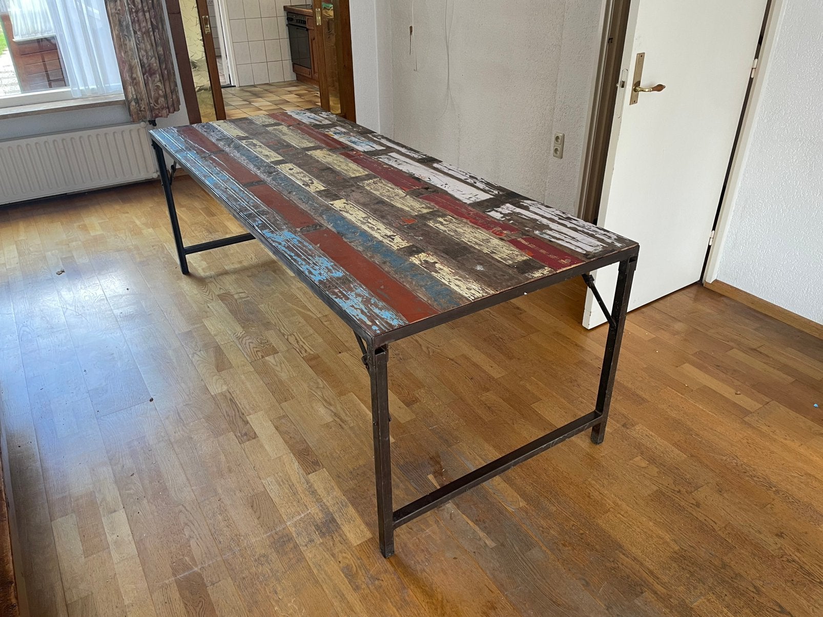Inklapbare eettafel Piet Hein Eek, Huis en Inrichting, Tafels | Eettafels, Modern design, 100 tot 150 cm, Eikenhout, 200 cm of meer