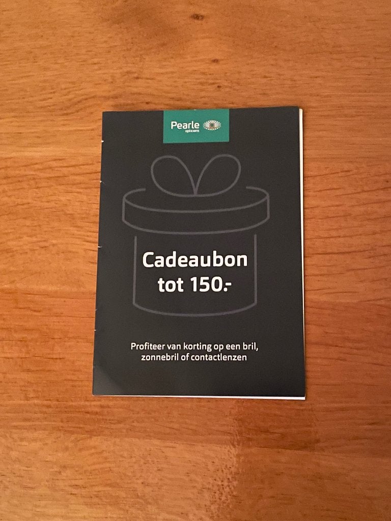 Pearle cadeaubon, Eén persoon, Cadeaubon, Warenhuis- of Winkelbon
