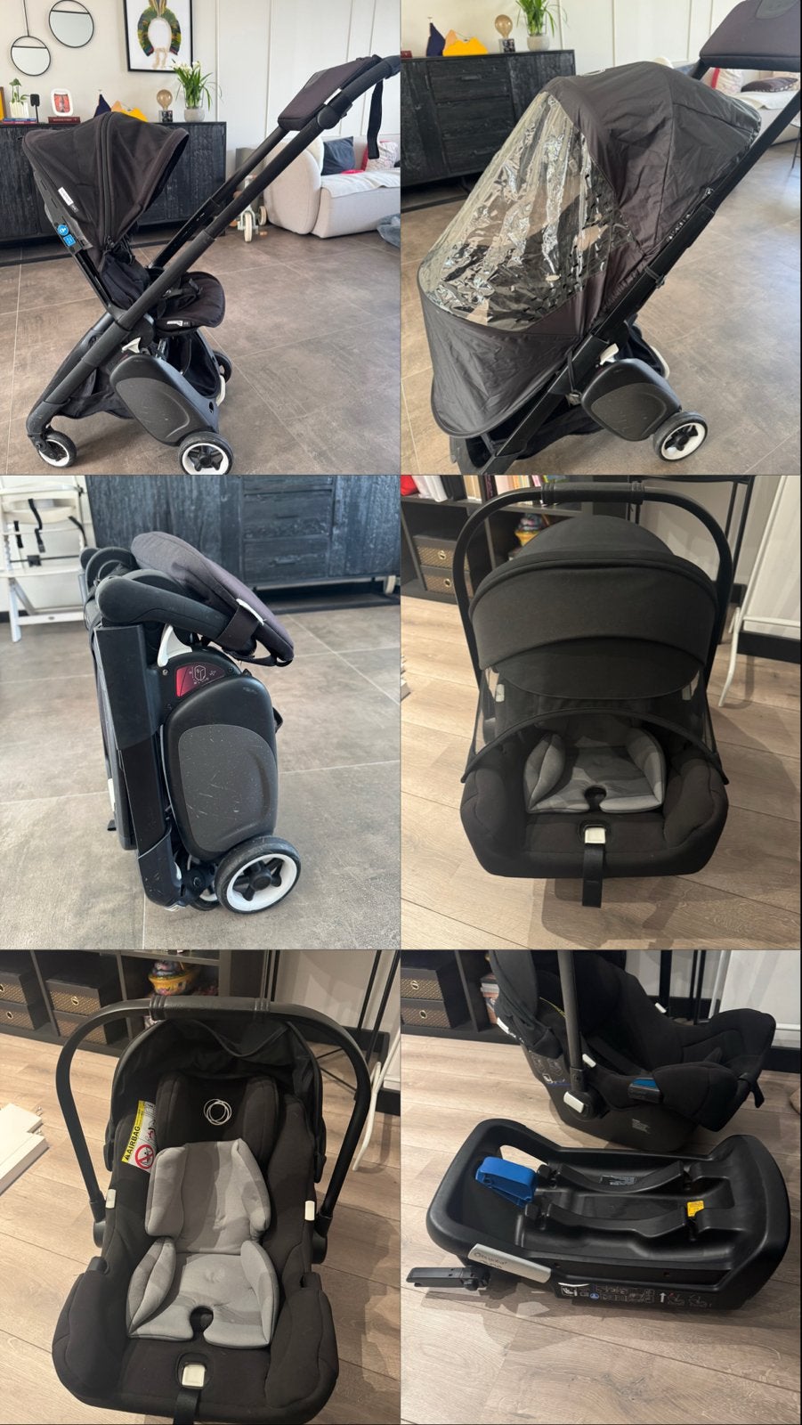 Bugaboo set - kinderwagen ant + autostoel isofix + wipstoel, Kinderen en Baby's, Ophalen, Gebruikt, Afneembare rugleuning, Isofix