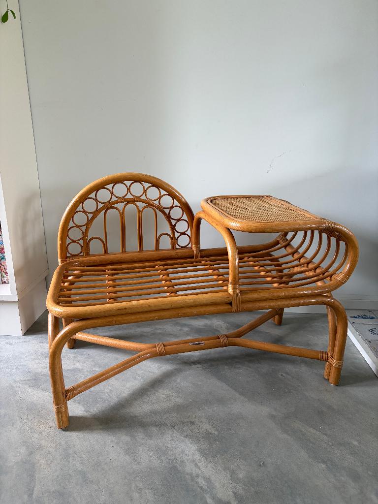 Vintage rotan telefoonbankje / halbankje, Ophalen