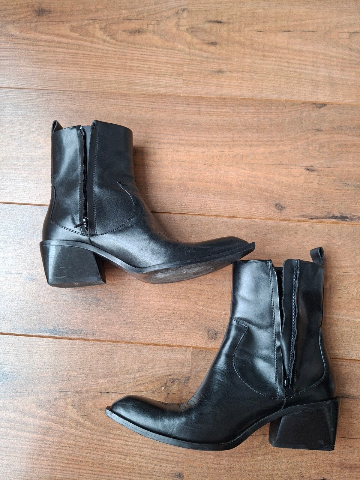 Zara Zwarte Cowboy Laarsjes Maat 38, Lage of Enkellaarzen, Ophalen of Verzenden, Gedragen, Zara