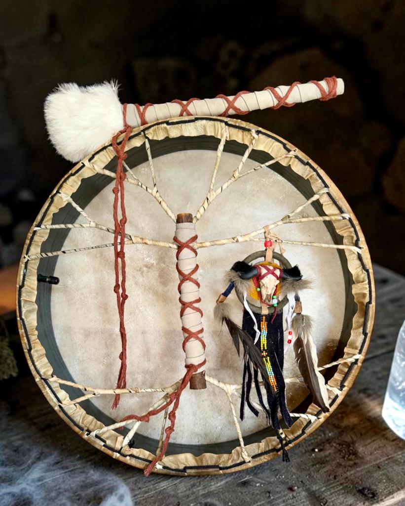 OVERGEDRAGEN Native Style Sjamanendrum 42 cm nubische geit, Ophalen of Verzenden, Nieuw