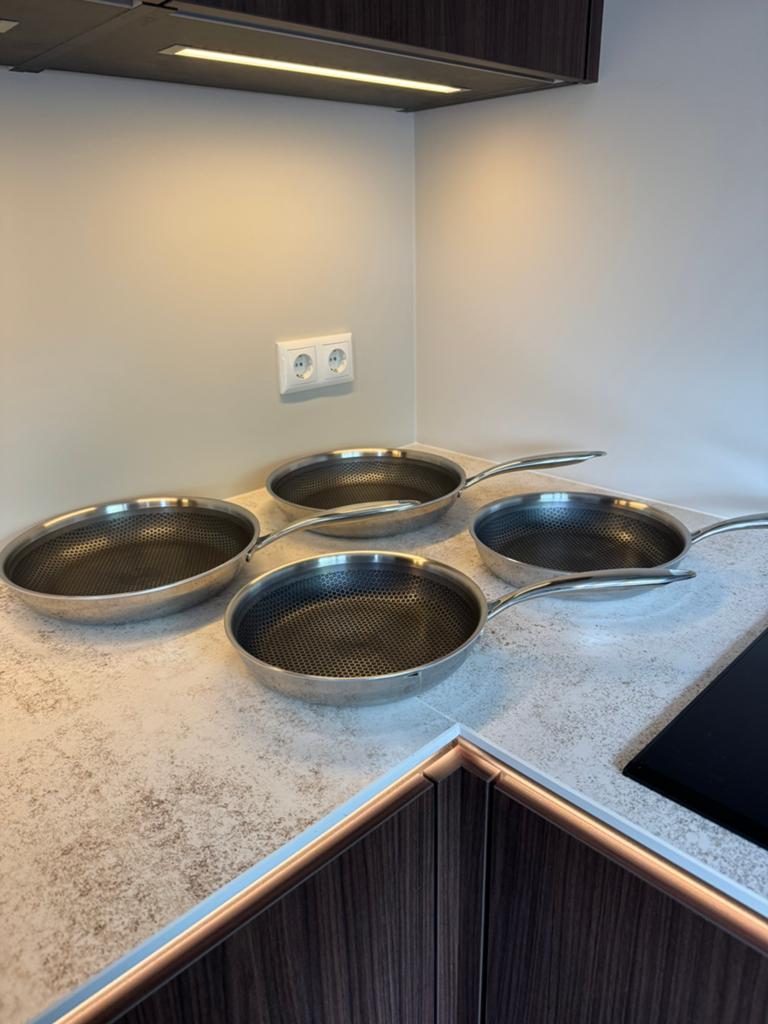 4 x Silvercrest Premium Hybride RVS koekepan, Pannenset, Ophalen of Verzenden, Zo goed als nieuw, Rvs