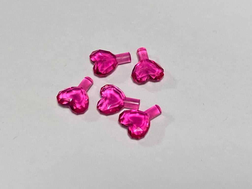 Partij 5x nieuwe doorzichtig donker rose Lego hart juweel, Overige thema's, Lego, Nieuw, Ophalen of Verzenden