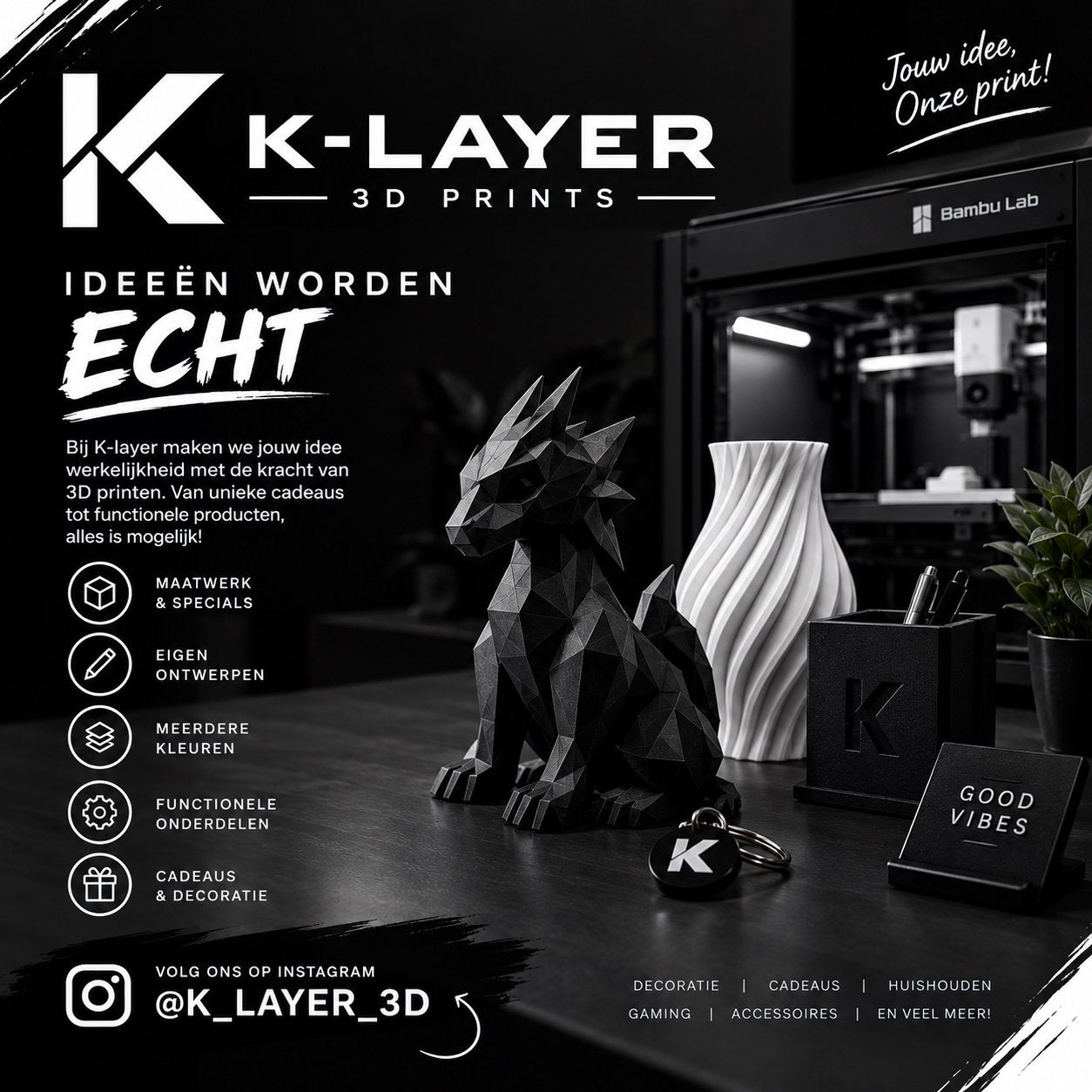 Goedkoopste 3D printservice!, Ingebouwde Wi-Fi, Nieuw, Ophalen of Verzenden, Filament