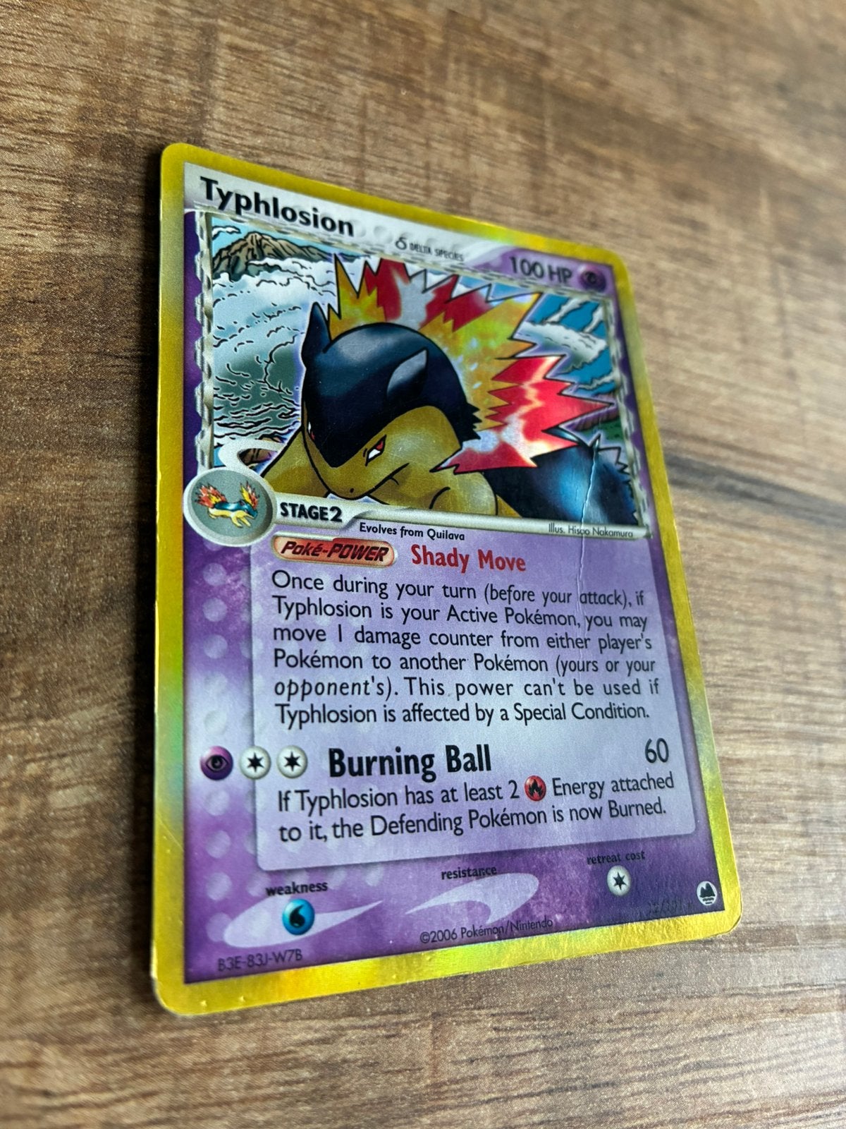 Typhlosion (Delta Species) holofoil Ex Dragon Frontiers, Ophalen of Verzenden, Zo goed als nieuw, Losse kaart, Foil