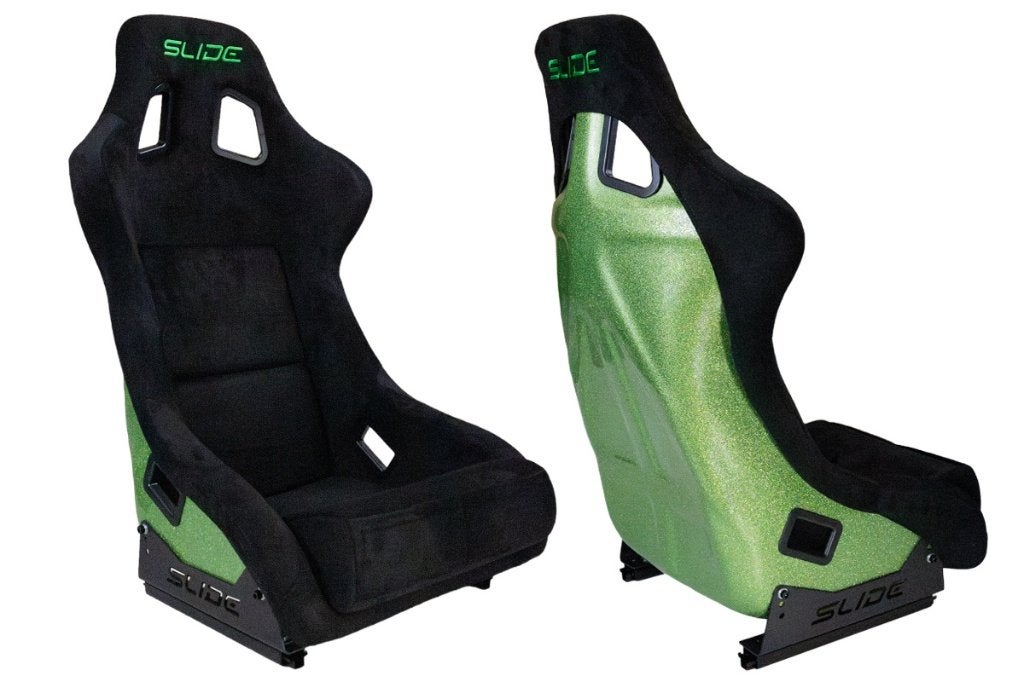 Slide KS2 Kuipstoel zwart suede alcantara groen glitter