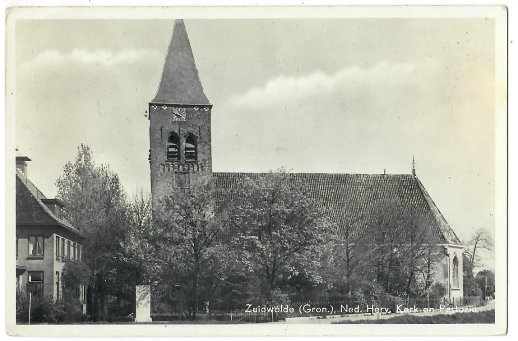 Zuidwolde (GR.) - Ned Herv. Kerk en Pastorie, Verzenden, 1940 tot 1960, Ongelopen, Groningen