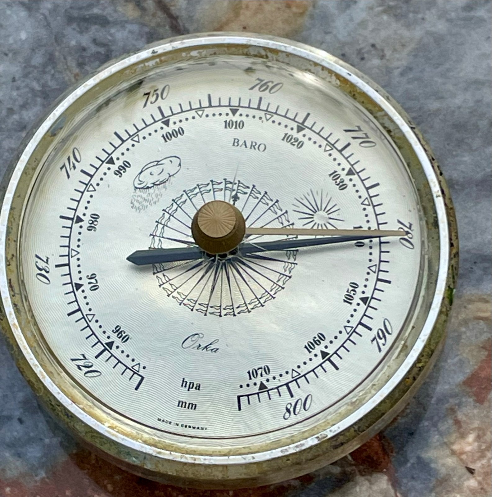 Vintage Orka Barometer - Made in Germany, Audio, Tv en Foto, Ophalen of Verzenden, Gebruikt, Barometer