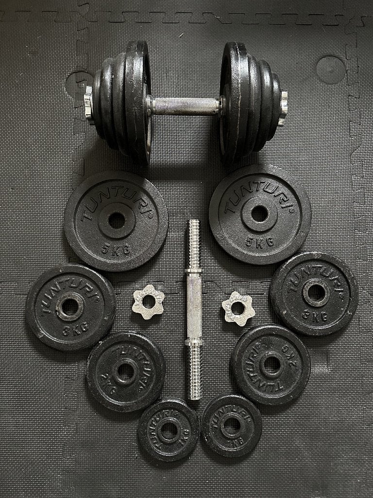 Tunturi Dumbells met 2x 22kg aan gewichten, Ophalen, Zo goed als nieuw, Dumbbell