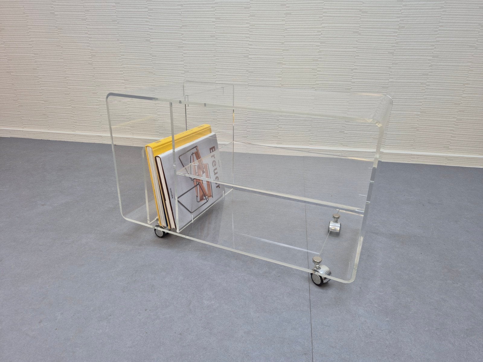 Plexiglas trolley. Vintage acryl audiomeubel/salontafel., Minder dan 55 cm, Gebruikt, ., Ophalen of Verzenden