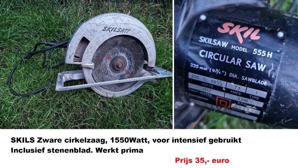 SKIL cirkelzaag, zware machine 1550Watt, 35 euro, Gebruikt, Cirkelzaag, Ophalen of Verzenden, 30 tot 70 mm