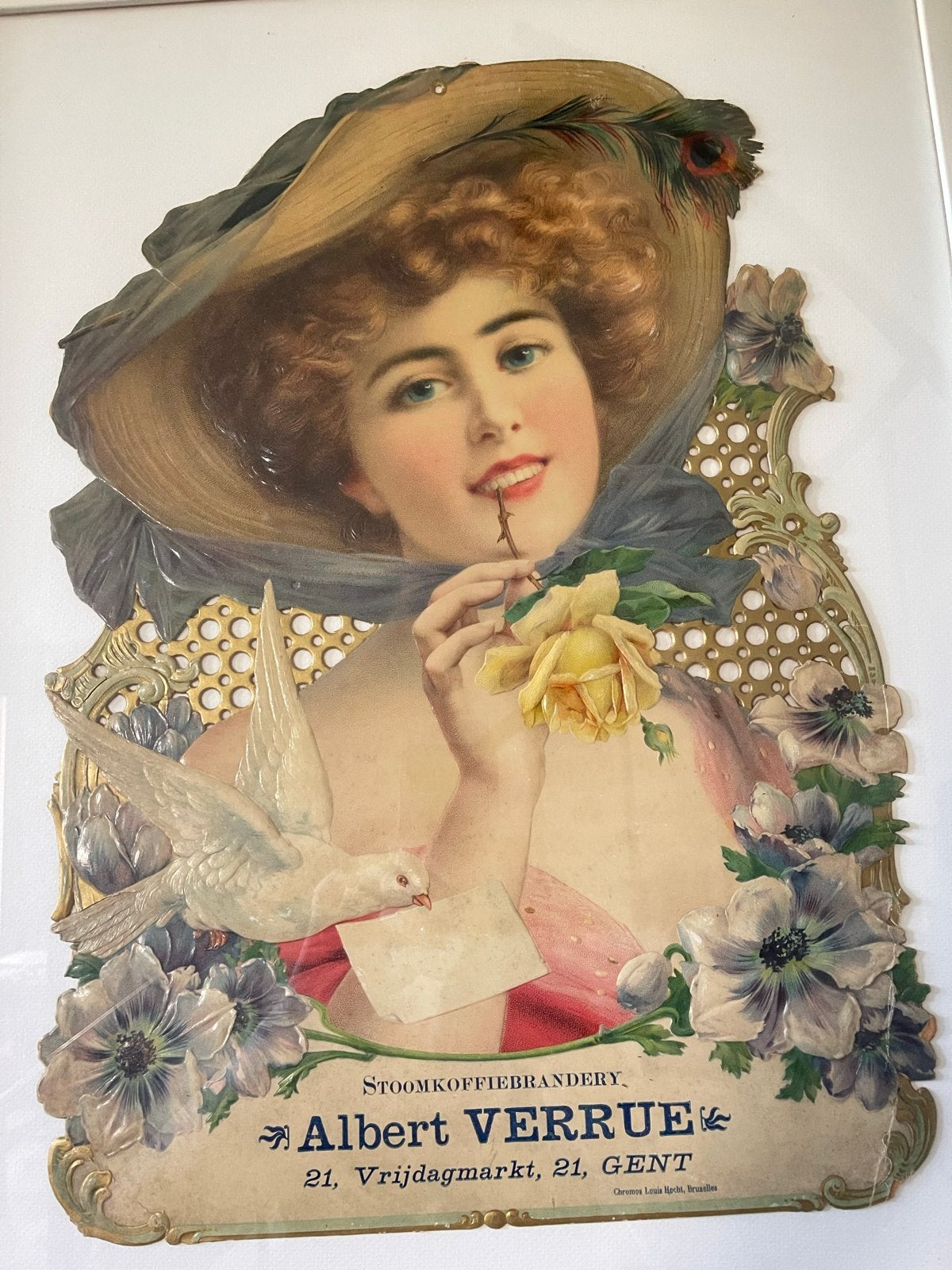 Antieke reclameplaat Albert Verrue Gent, Antiek en Kunst, Ophalen of Verzenden